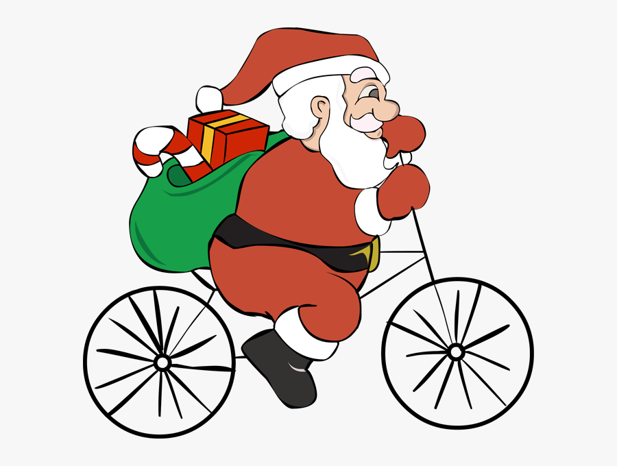 Santa On A Spin Bike, Transparent Clipart