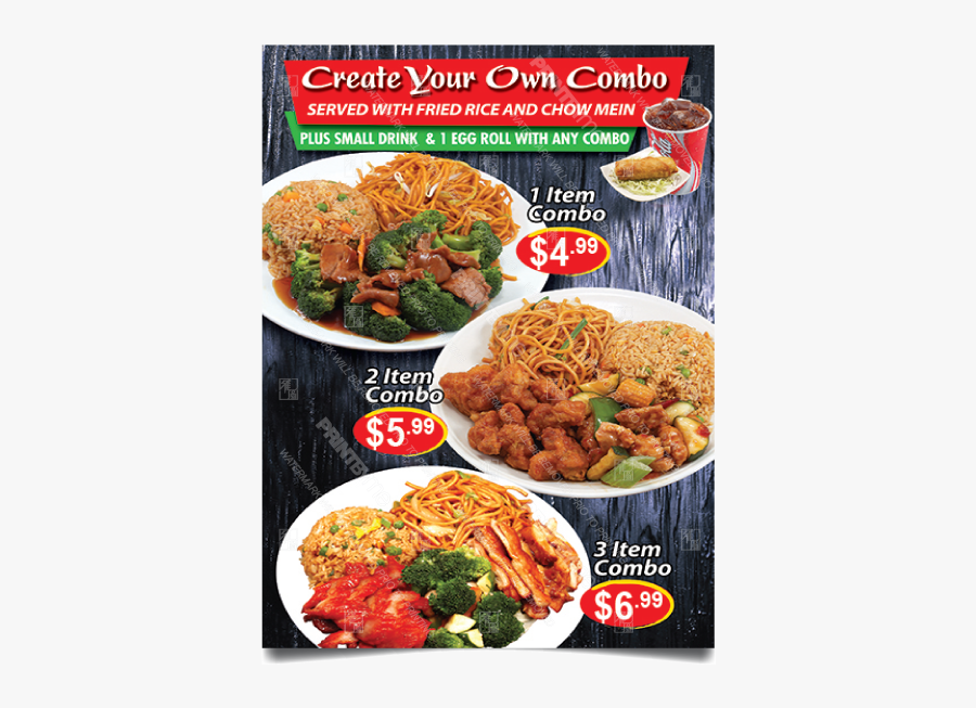 Chinese Food Combo Menu, Transparent Clipart