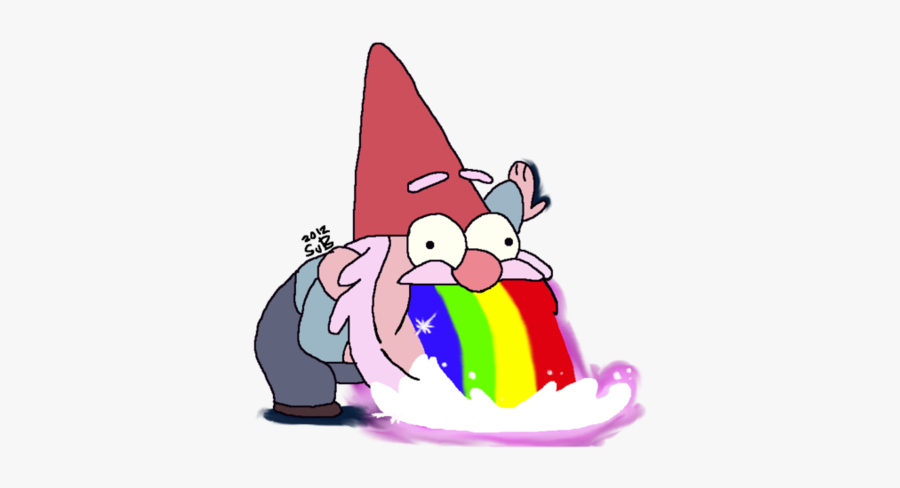 Gnome Throwing Up Rainbows By - Cartoon Gnome Throwing Up Rainbows, Transparent Clipart