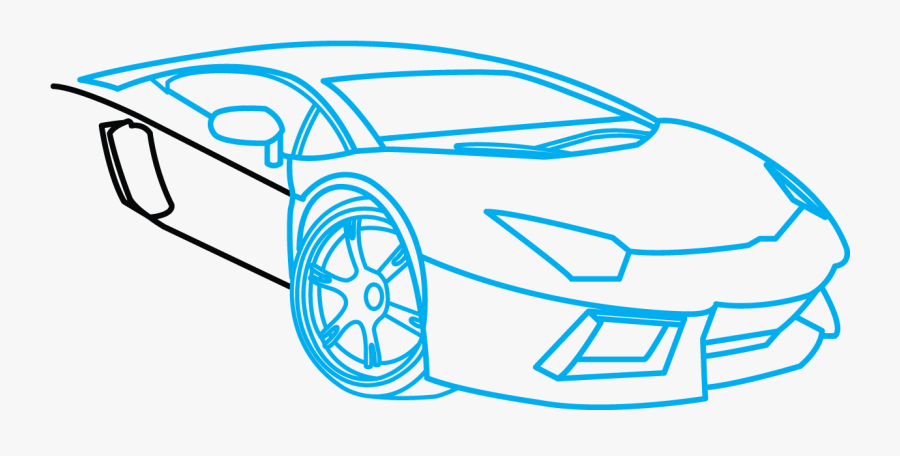 Dirtbike Drawing Step - Car How To Draw A Lamborghini Aventador, Transparent Clipart