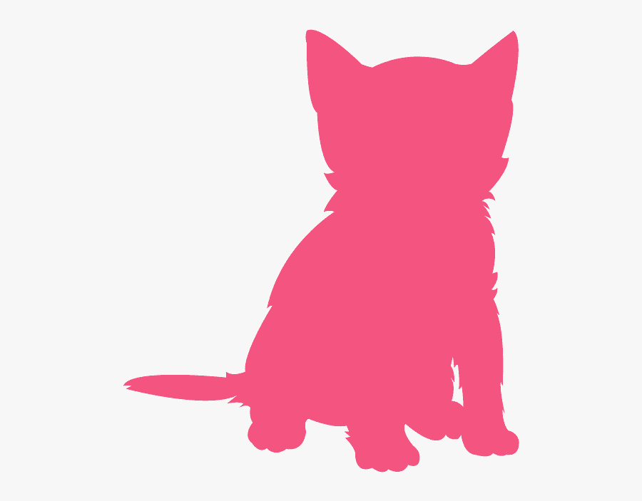 Pink Kitten Silhouette, Transparent Clipart