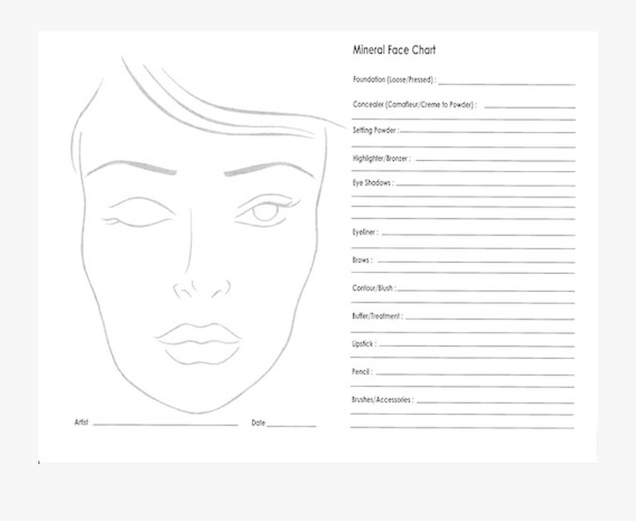 Clip Art Face Chart - Makeup Face Sheet, Transparent Clipart