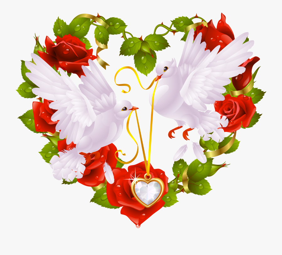 Doves With Heart Clipart, Transparent Clipart