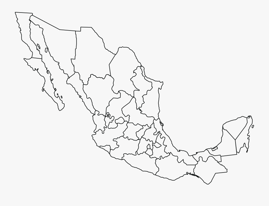 Map United Mexico States Blank Geography Clipart - Black And White Maps Of Mexico, Transparent Clipart