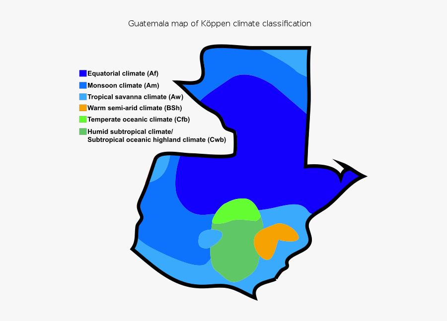Guatemala Map Of Köppen Climate Classification - Guatemala Climate Map, Transparent Clipart