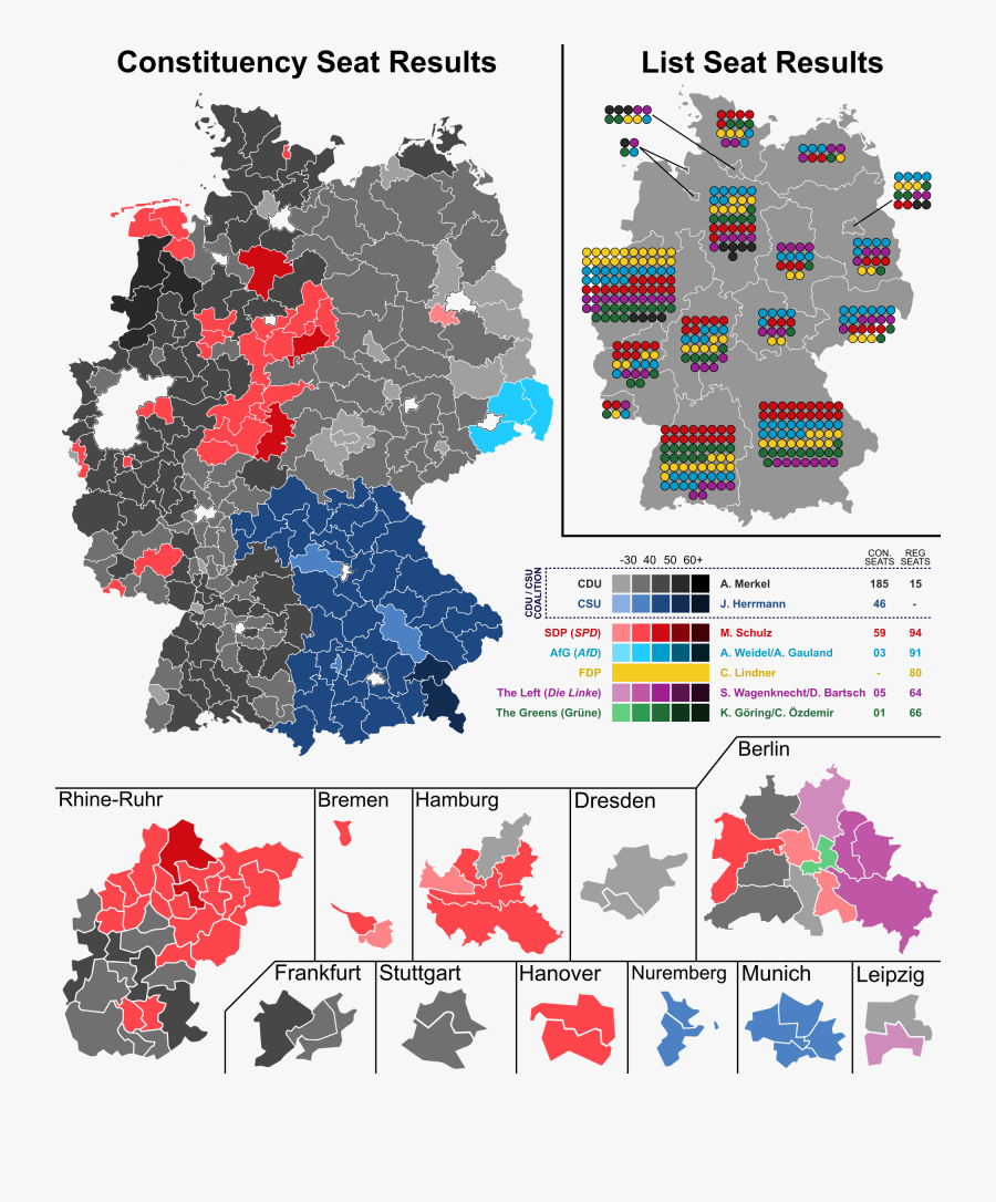 Clip Art German Election Map - 2018 German Election Map, Transparent Clipart