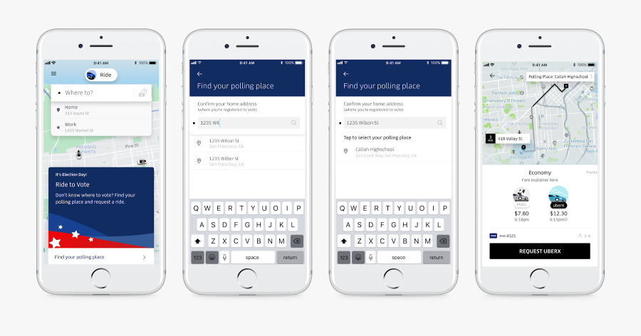 Uber Will Offer Free Rides To The Polls On Election - Encouraging Voting In App, Transparent Clipart