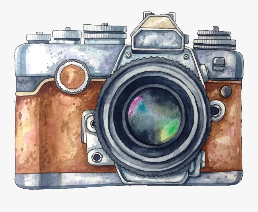 Vector Painted Photography Watercolor Camera Painting - Camera Watercolor Png, Transparent Clipart