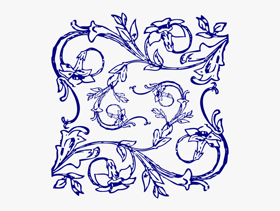Vintage Floral Tile - Flower Border Clipart Black And White Png, Transparent Clipart
