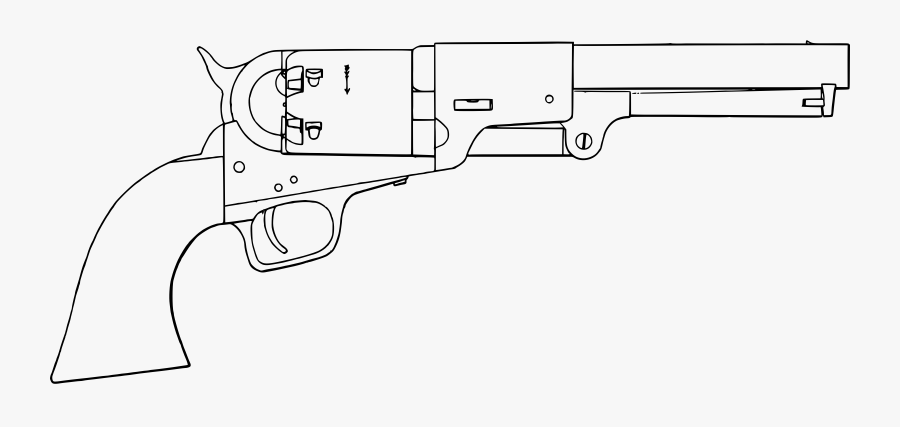 Clipart - Colt Navy Revolver Drawing, Transparent Clipart