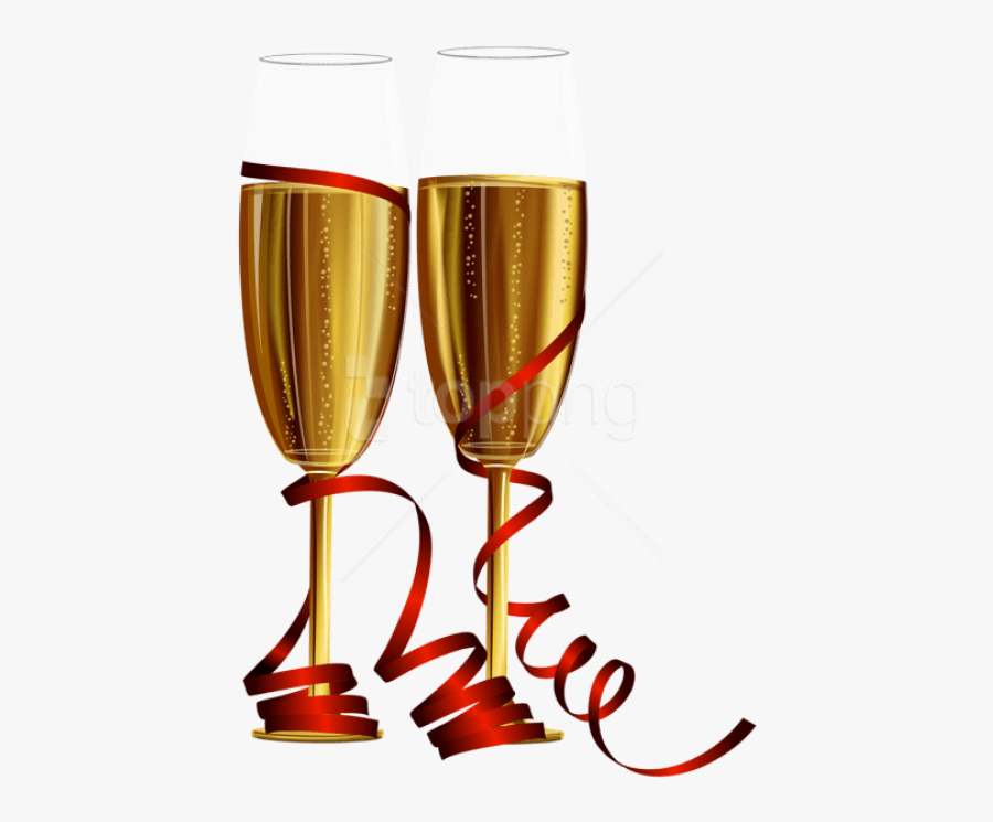 New Year Free Images - Transparent Transparent Background Champagne Glasses, Transparent Clipart