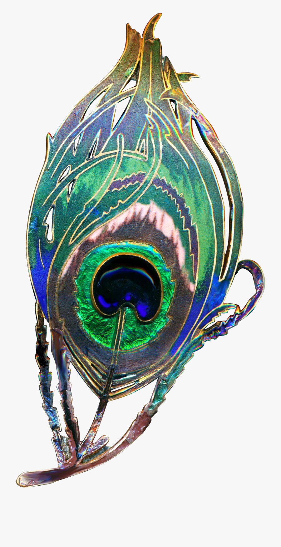 Brooch Stunning Piel Freres Art Nouveau Enamel On Brass - Peacock Art Nouveau, Transparent Clipart