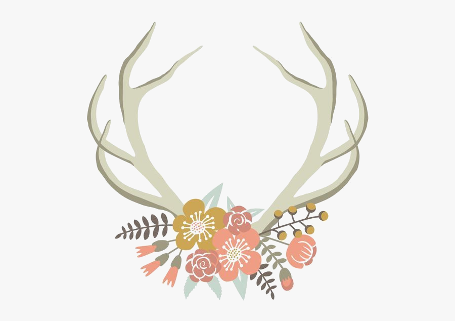 Deer Antler Horn Floral Design Clip Art - Floral Antler Clip Art, Transparent Clipart