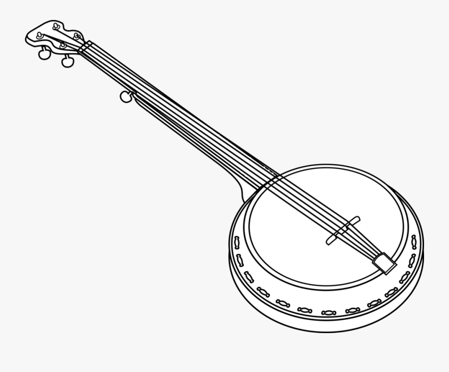 Line Art,musical Instrument,angle - Banjo Clip Art, Transparent Clipart