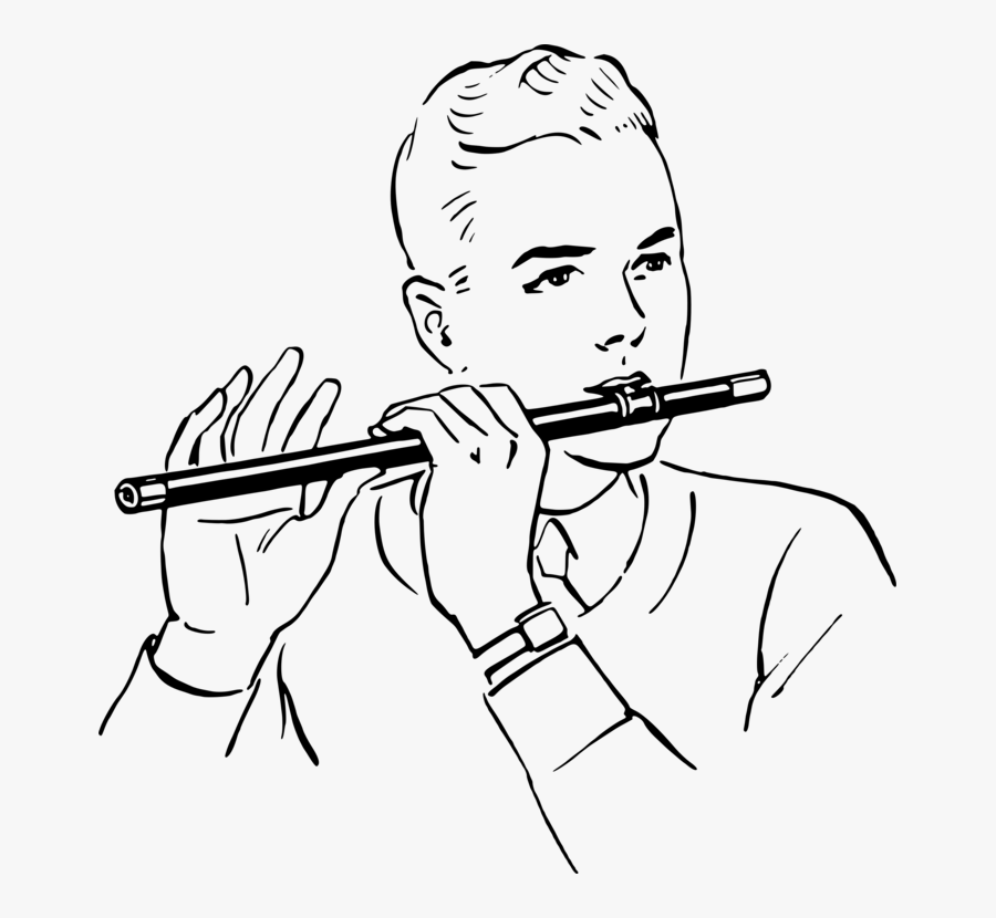 Transparent Musical Instruments Clipart - Drawing Of Using Flute, Transparent Clipart