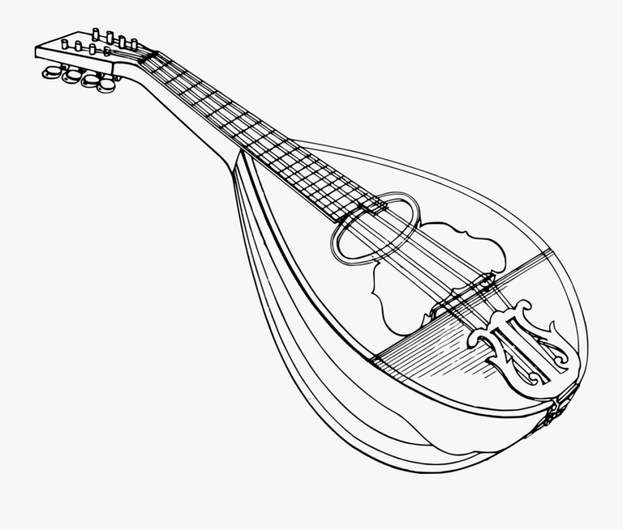 Line Art,string Instrument,musical Instrument - Mandoline Clipart, Transparent Clipart