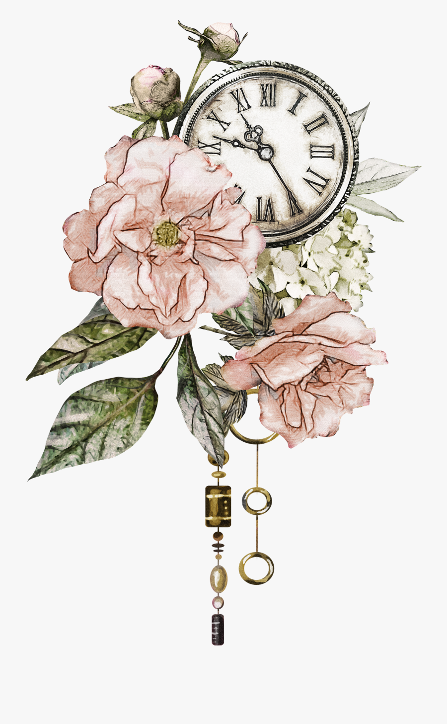Transparent Blush Flower Clipart - Watercolor Painting, Transparent Clipart