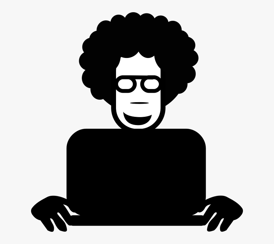 Clip Transparent Library Afro Clipart Line - Man With Laptop Clipart, Transparent Clipart