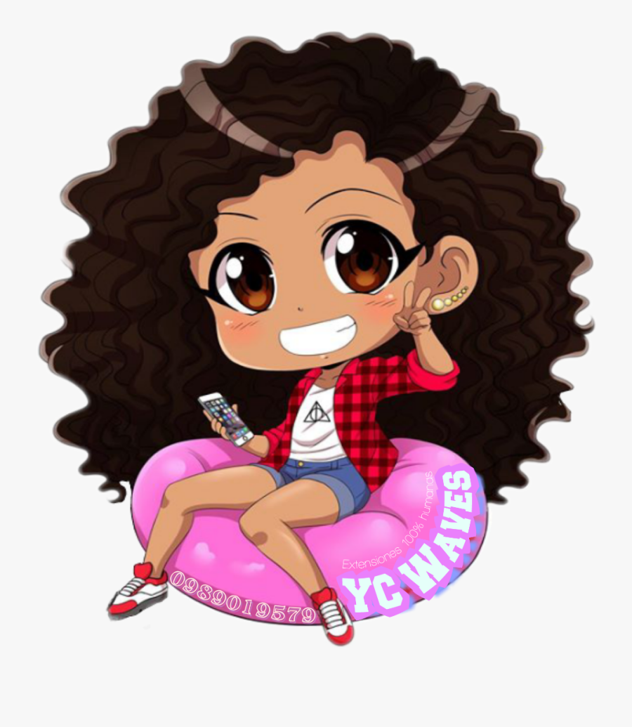 Svg Freeuse Download Blackgirl Afrogirl Curls Curly - Black Anime Girl With Curly Hair, Transparent Clipart