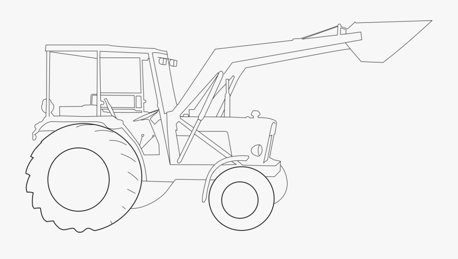 Line Art,angle,motor Vehicle - John Deere Tractor Drawing, Transparent Clipart