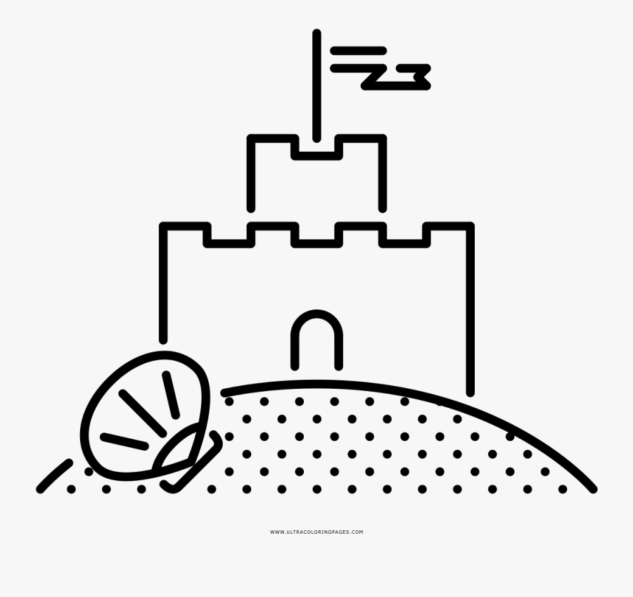 Sand Castle Coloring Page, Transparent Clipart