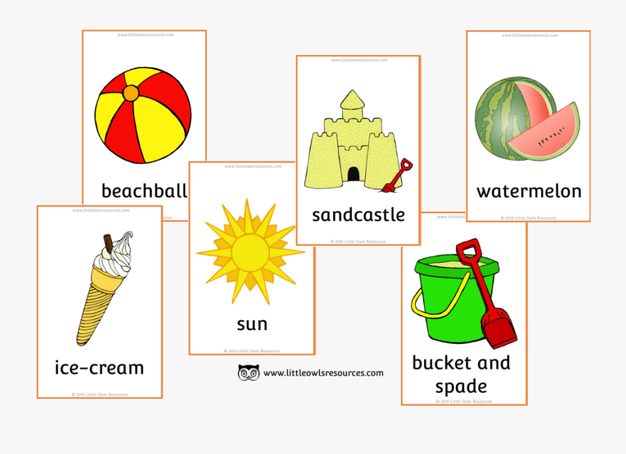 Summer Picture Snap Cards, Transparent Clipart