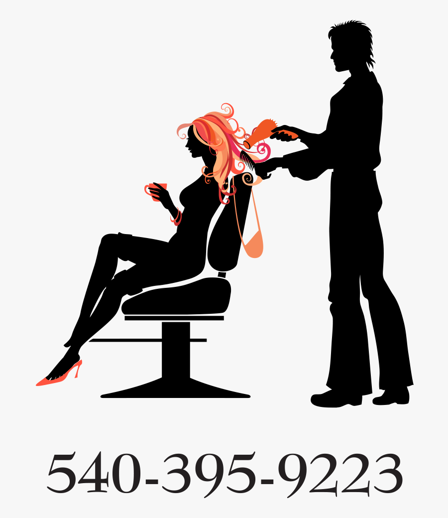 Transparent Blow Dryer Clipart - Man Cutting Woman's Hair, Transparent Clipart