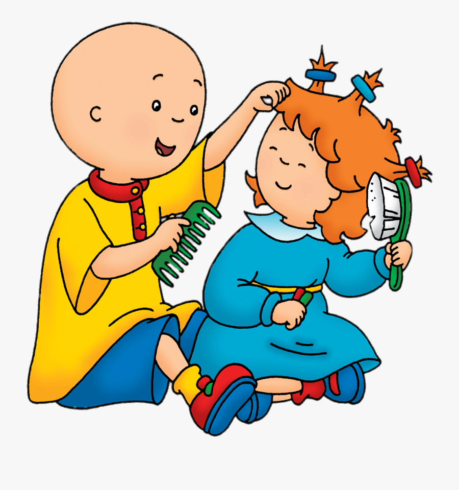 Caillou Playing Hairdresser With Rosie - Caillou And His Sister, Transparent Clipart