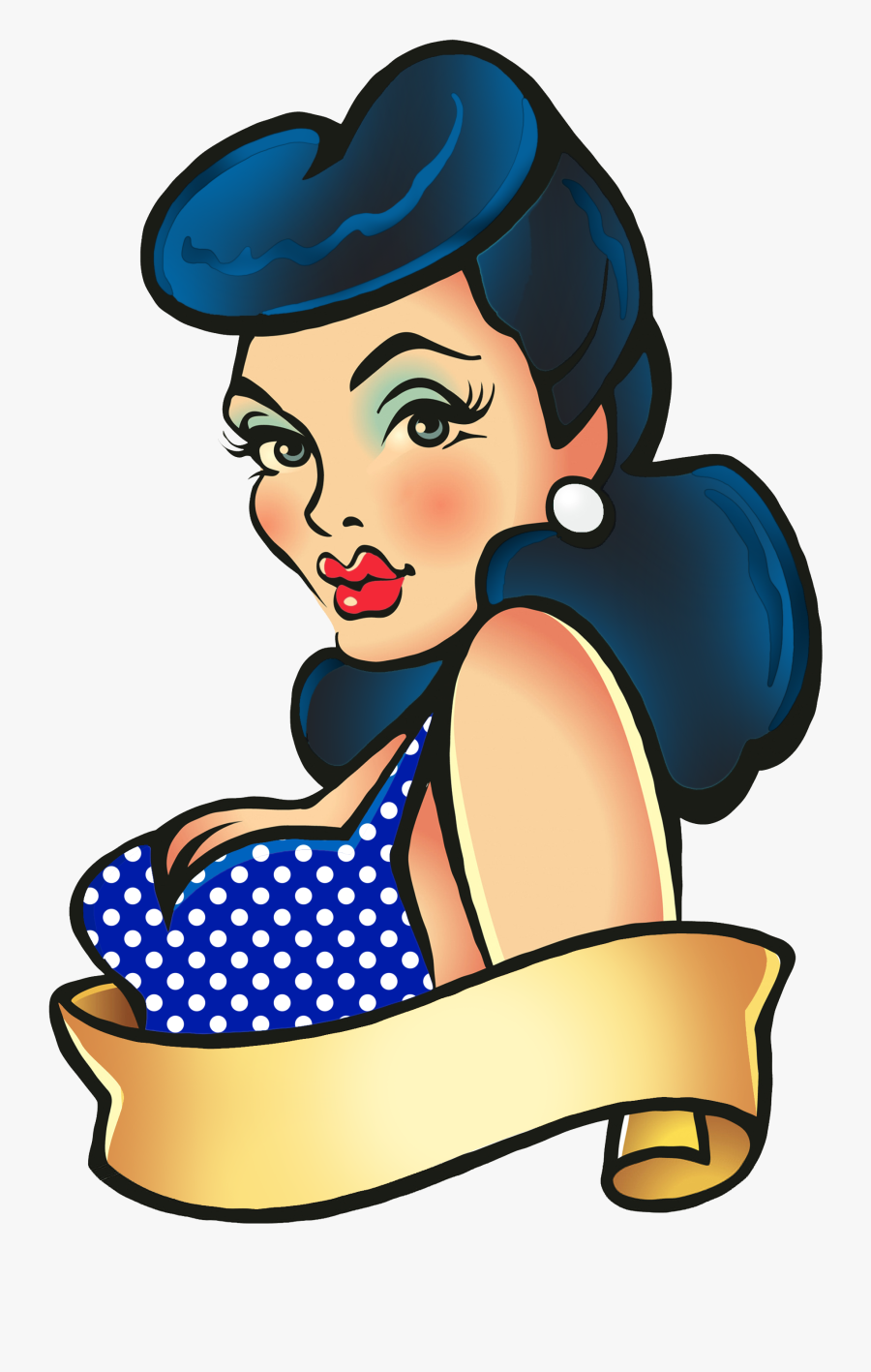 Clipart Transparent Download Black Hair Bettie Bang - Rockabilly Pin Up Png, Transparent Clipart