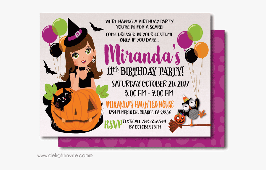 Birthday Party Clipart Halloween - Costume Birthday Party Invites, Transparent Clipart