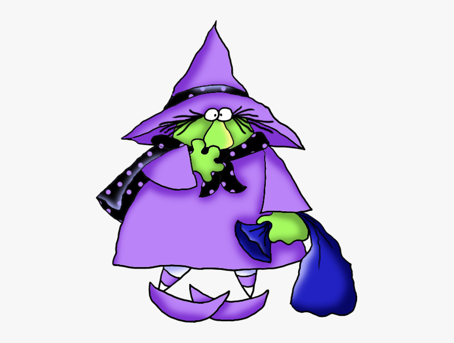 Funny Witch With Candies Halloween Clipart - Halloween Silly Witch Clipart, Transparent Clipart