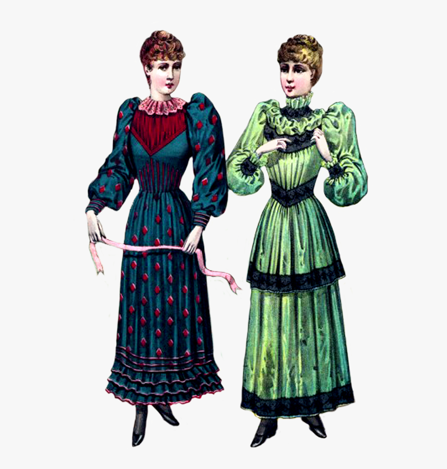 Victorian Clip Art Two Ladies - Victorian Christmas Woman Png Transparent, Transparent Clipart