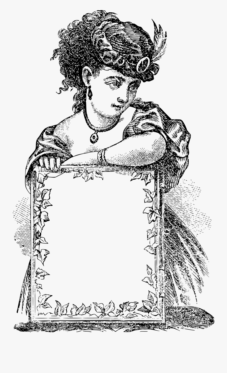 Victorian Lady With Frame - Victorian Era Border Clip Art, Transparent Clipart