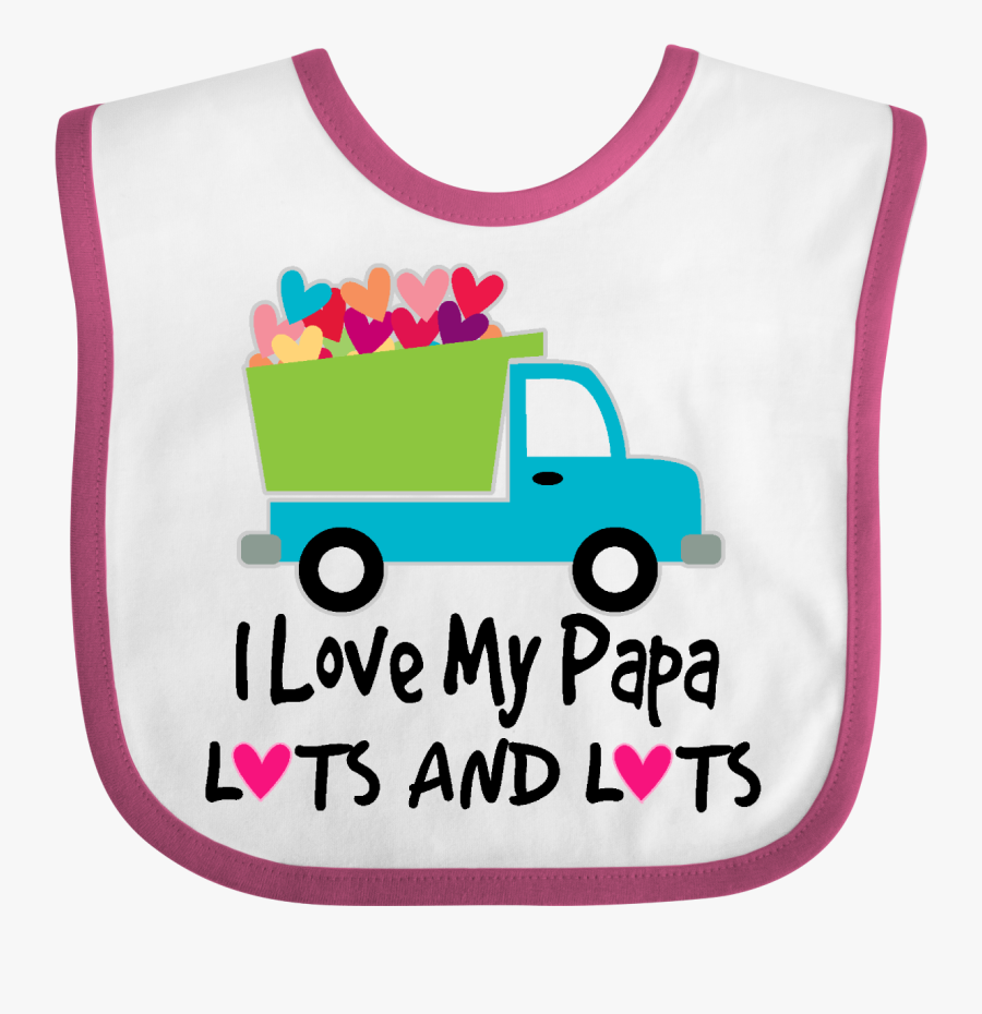 I Love My Papa Grandchild Baby Bib White And Raspberry - Lots Of Hearts Image For Dad, Transparent Clipart