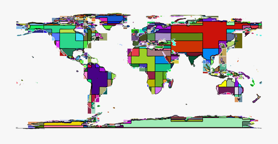 World Map Abstract Blocks Clip Arts - Cold Climate With Humid Winter, Transparent Clipart