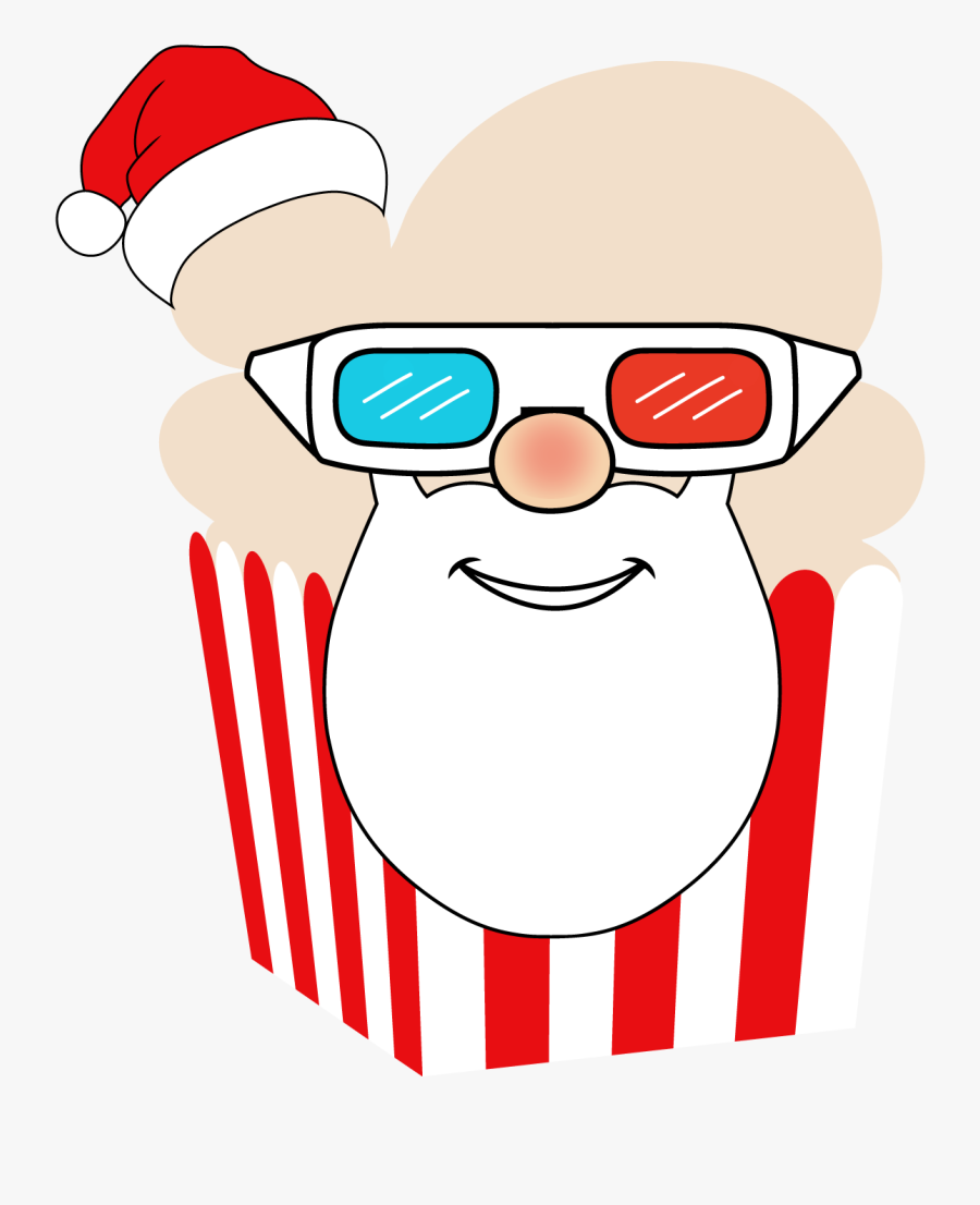 Clip Art Santa Claus And Popcorn - Christmas Popcorn Cartoon, Transparent Clipart