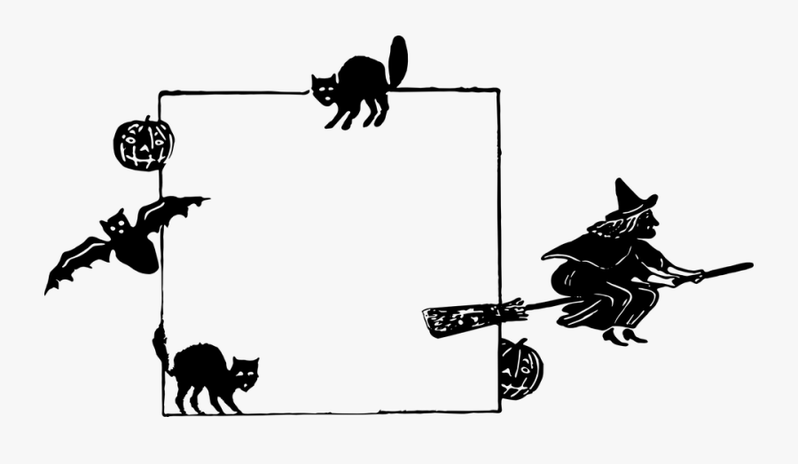 Halloween, Frame, Witch, Pumpkin, Cat, Scary, Border - Clipart Picture Frame Halloween, Transparent Clipart