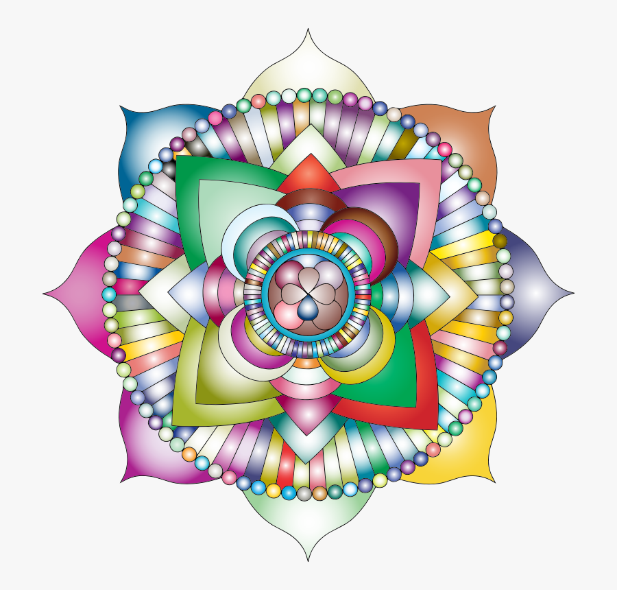 Prismatic Lotus Mandala Line Art - Illustration, Transparent Clipart