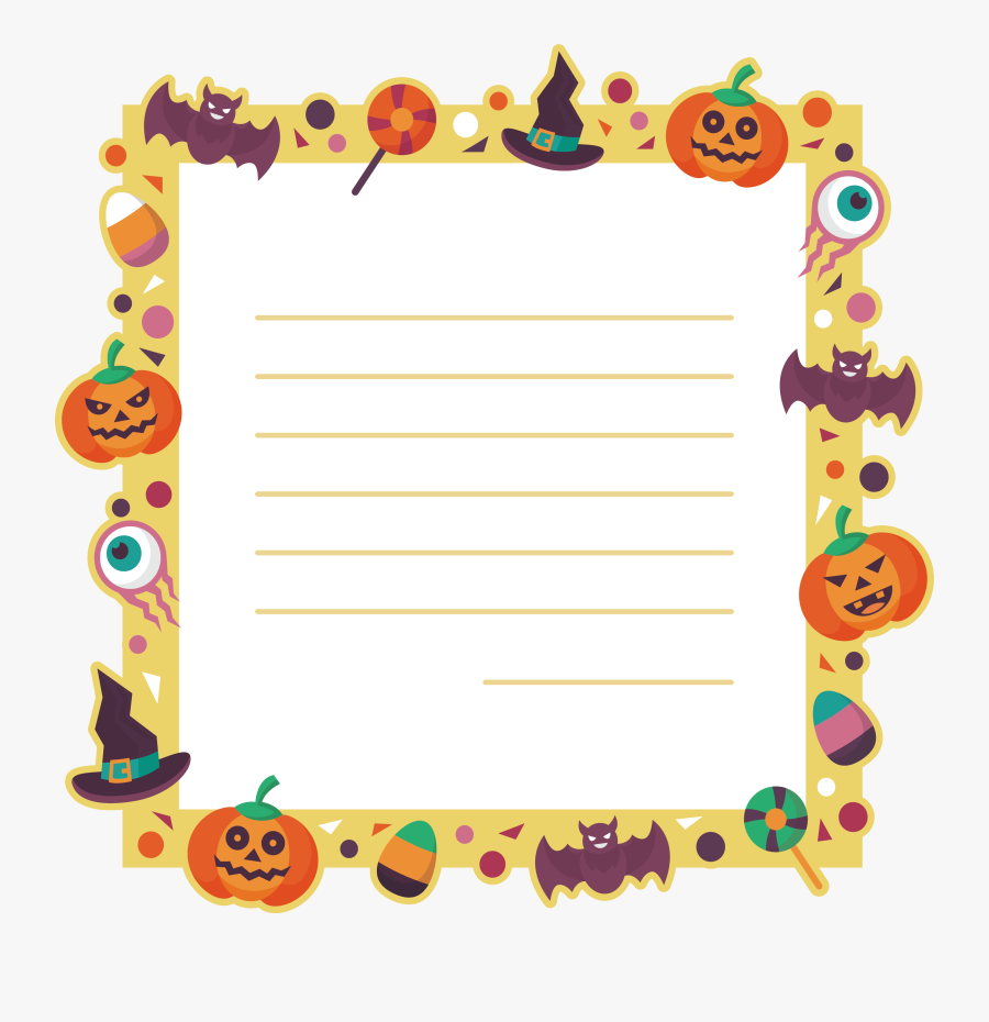 Cartoon Border Halloween Message Card Png Download - Cartas De Halloween, Transparent Clipart