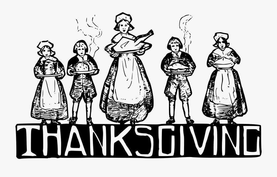 Action De Grace Pilgrim Thanksgiving Free Picture - Pilgrims Black And White, Transparent Clipart