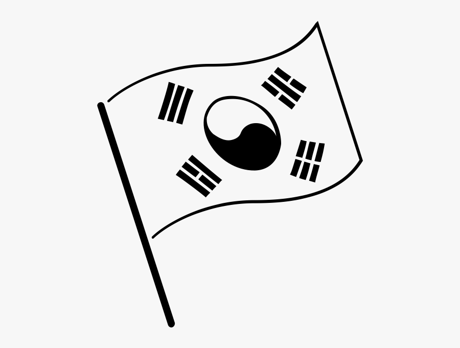 Flag Of South Korea Rubber Stamp - South Korea Flag Black And White, Transparent Clipart