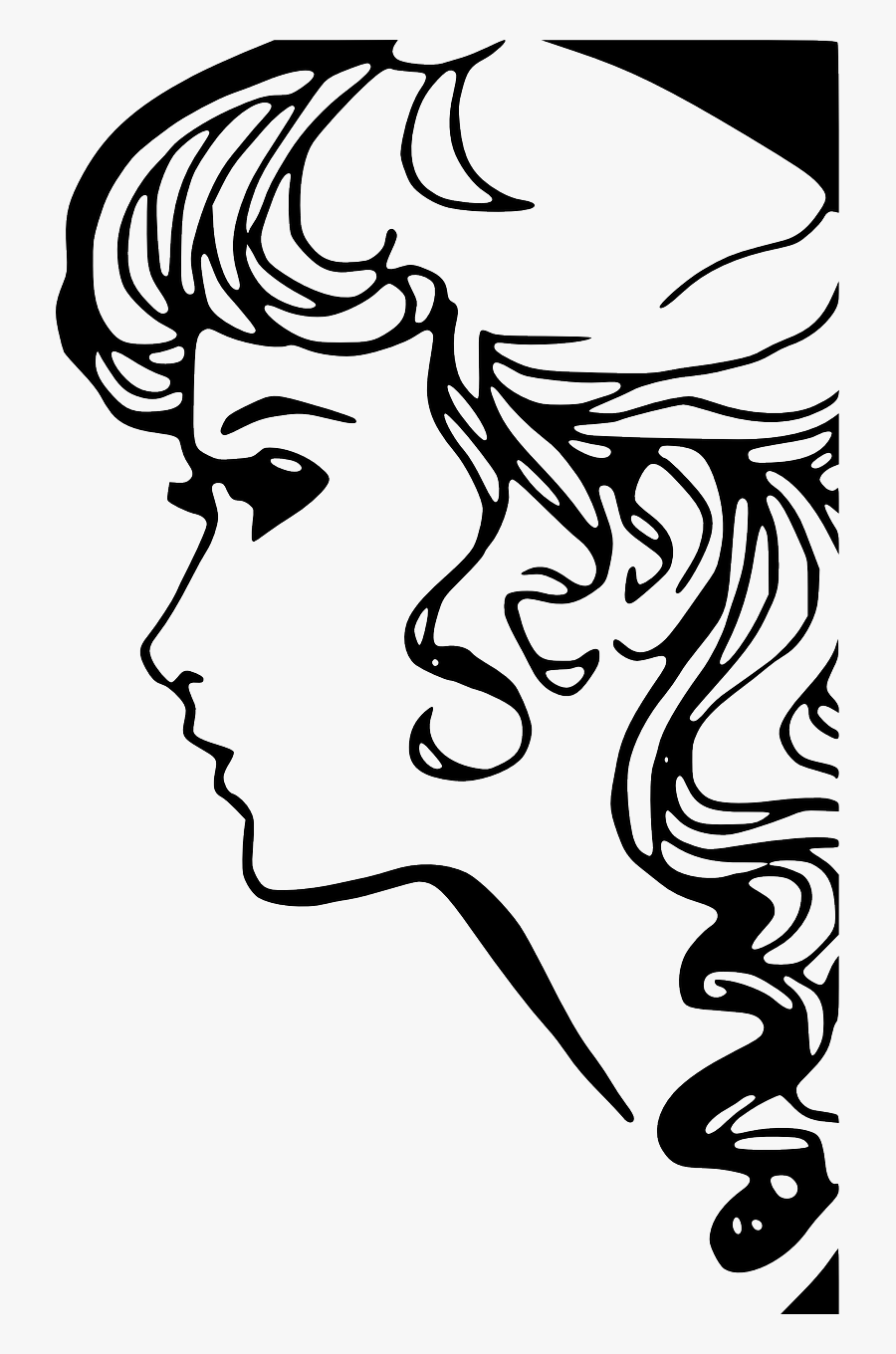 Profile Woman Line Draw, Transparent Clipart