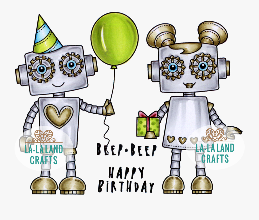 Birthday Robots Digi Stamp - Birthday Robots, Transparent Clipart