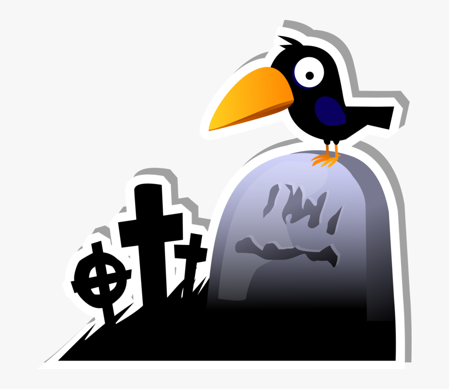 Raven On Tombstone Sticker, Transparent Clipart