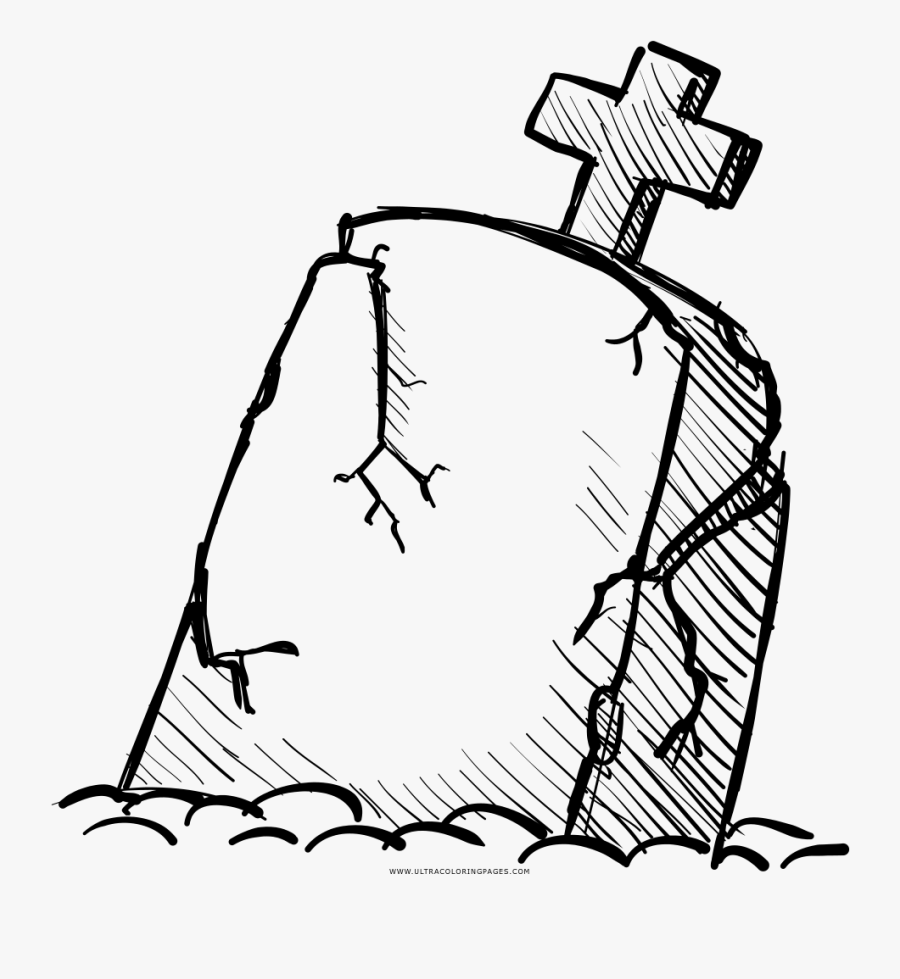 Tombstone Coloring Page - Drawing Of A Gravestone, Transparent Clipart
