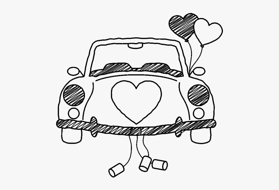 Vintage Just Married Car Clipart Black And White & - Just Married Car Clipart Black And White, Transparent Clipart