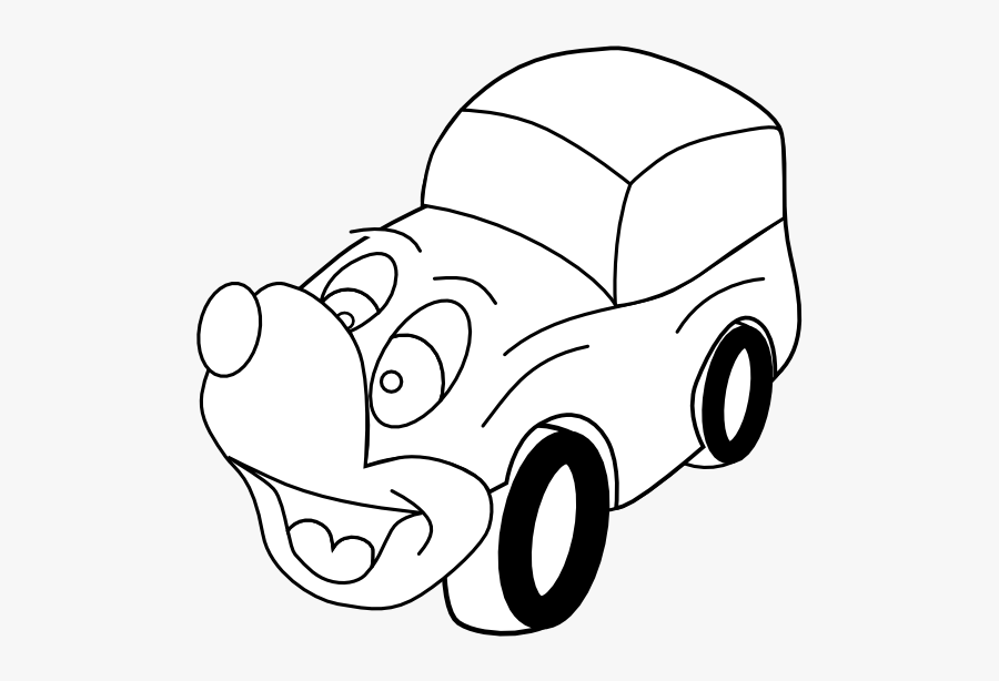 Comic Yellow Car Black White Line Art 555px - Illustration, Transparent Clipart