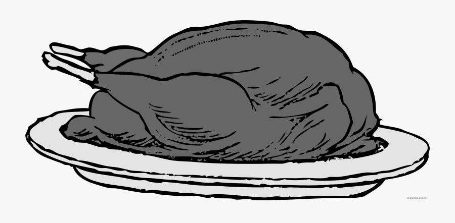 Turkey Platter Animal Free Black White Clipart Images - Turkey On Plate Clipart, Transparent Clipart