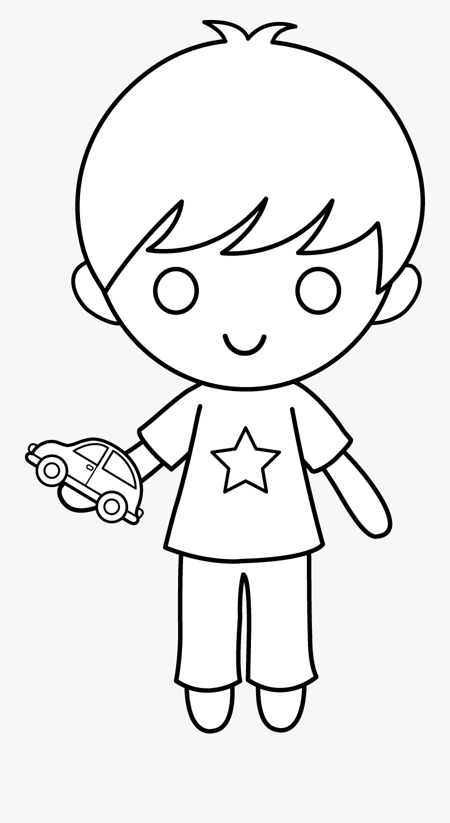 Boy With Toy Car Coloring Page - Coloring Book, Transparent Clipart