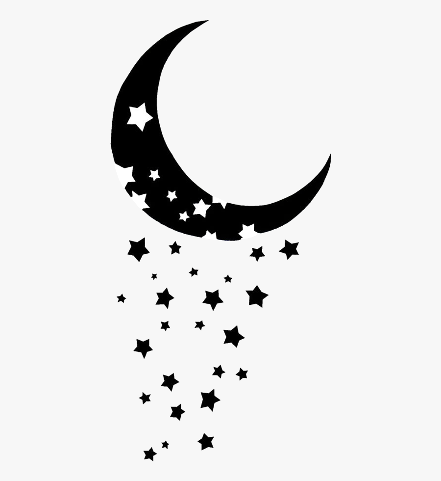 Moon With Stars - Moon And Stars Drawing, Transparent Clipart